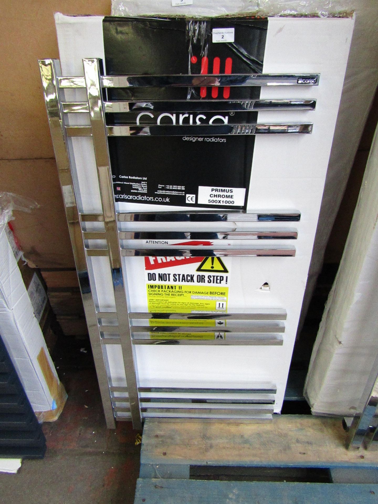 Carisa Primus Chrome 500x1000 radiator, with box, RRP £320, please read lot 0.