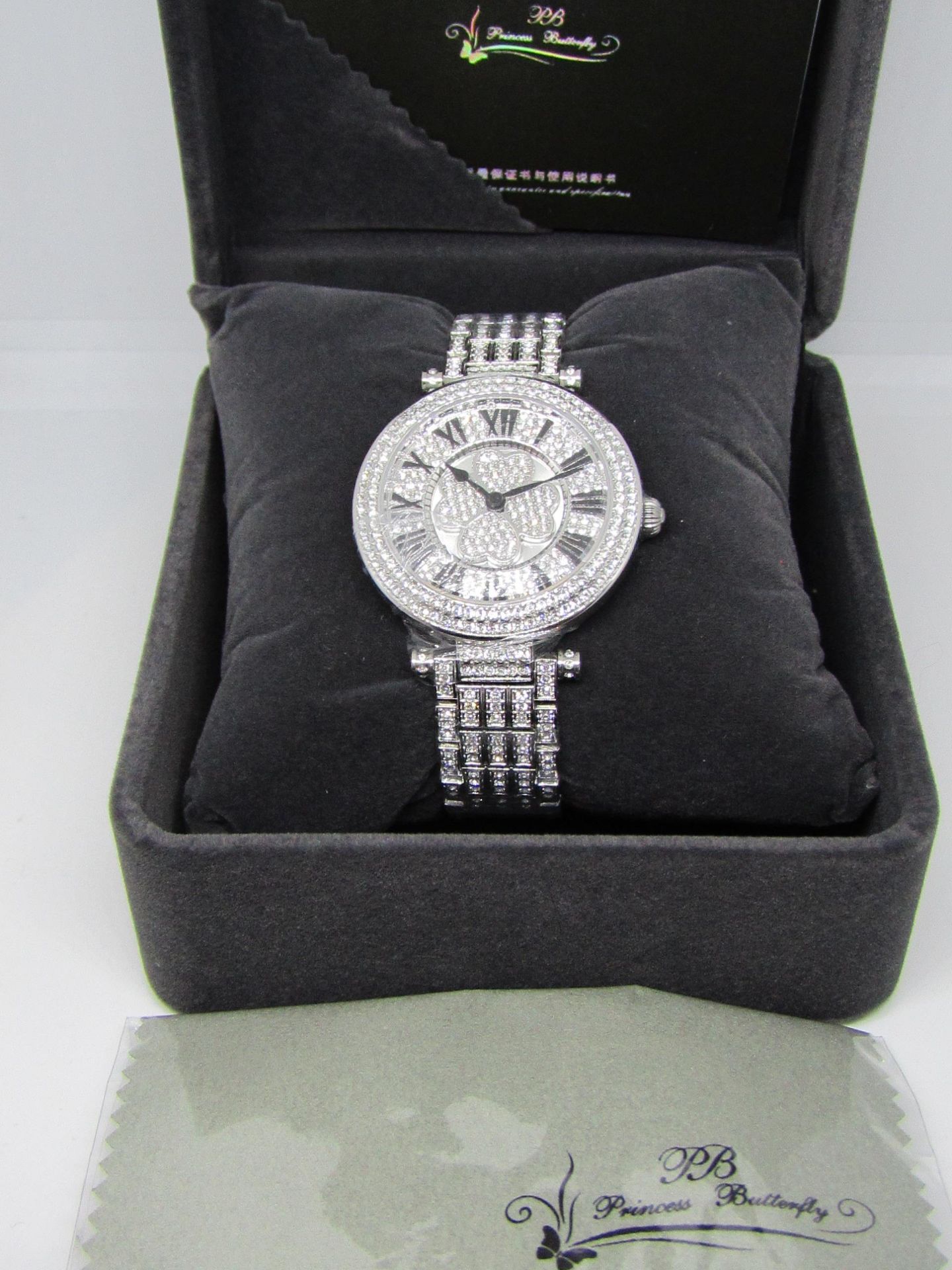 Princess Butterfly Ladies Austrian Crystal Watch in presentation box new