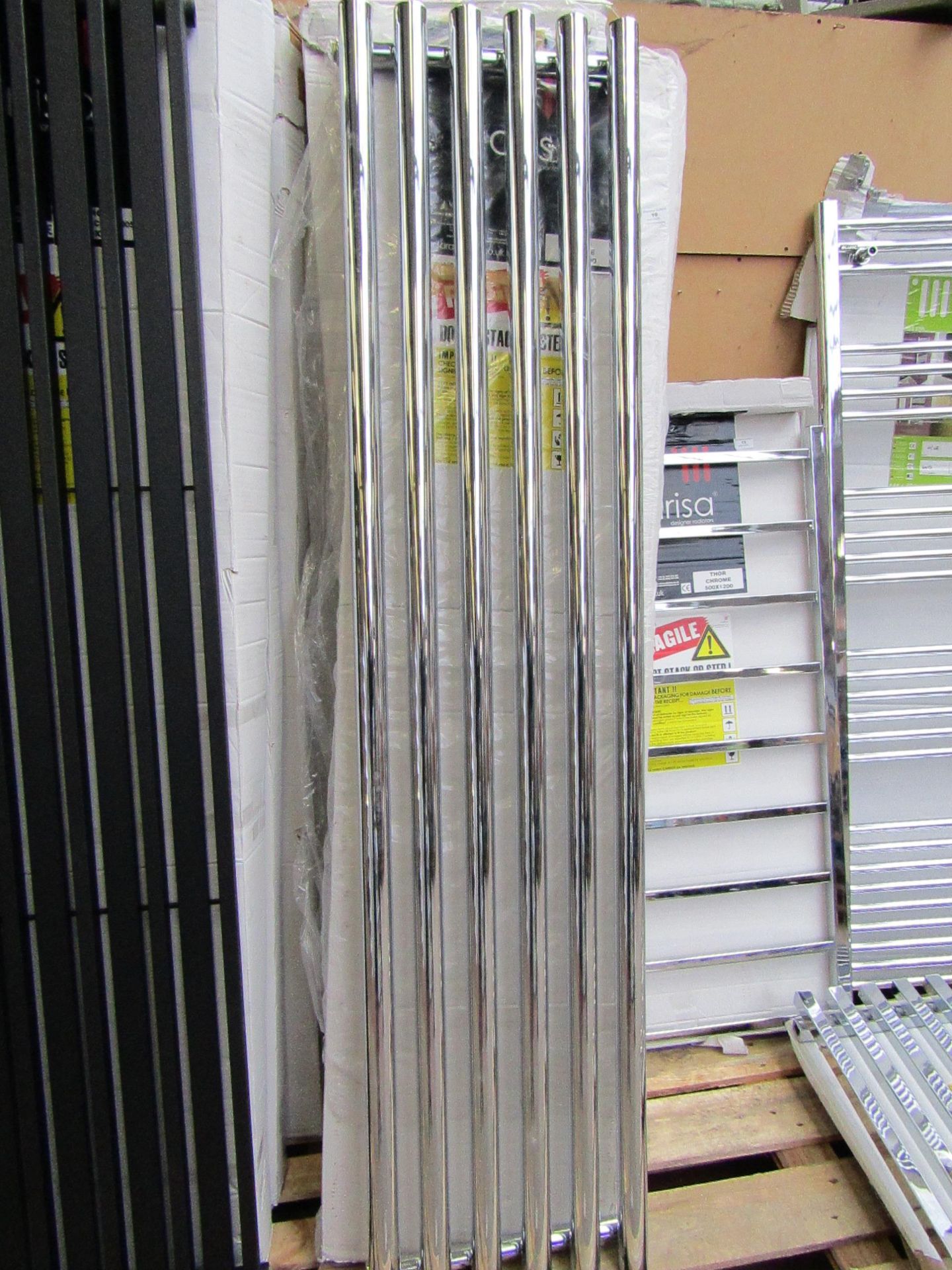 Carisa Mayra Chrome 420x1800 radiator, with box, RRP £510, please read lot 0.