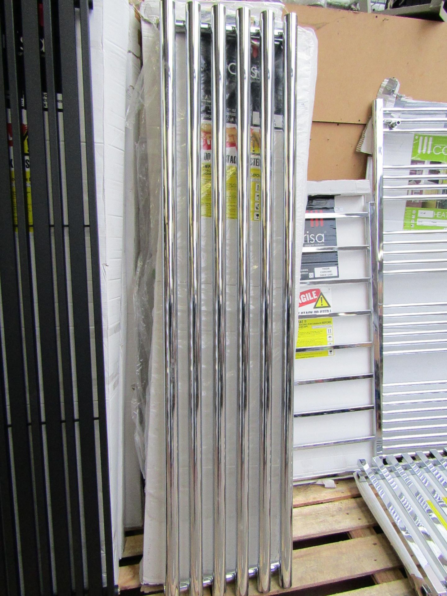 Carisa Mayra Chrome 420x1800 radiator, with box, RRP £510, please read lot 0.