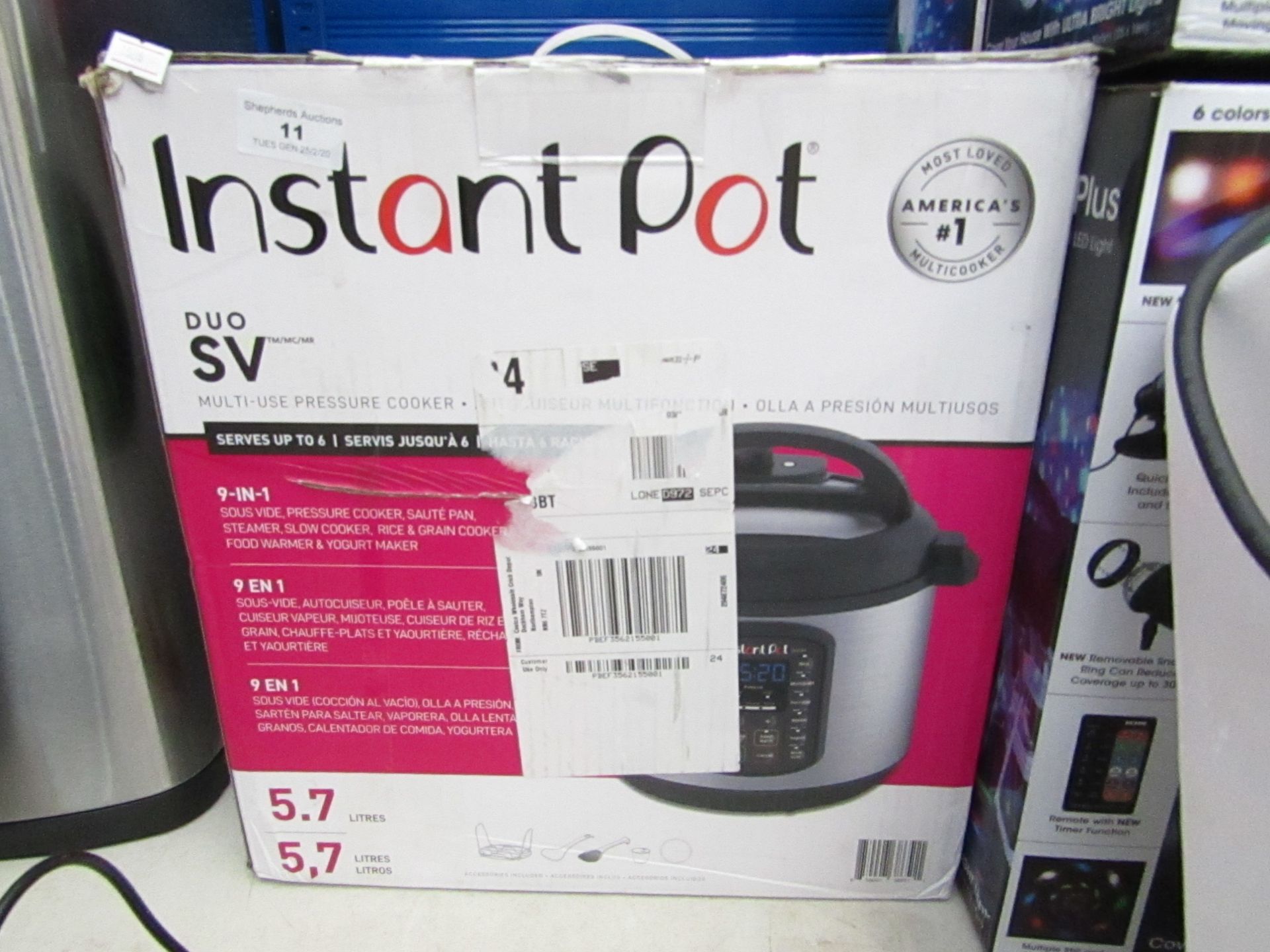 5.7L Instant Pot Multi Use Pressure Cooker 9 in 1.Boxed but untested