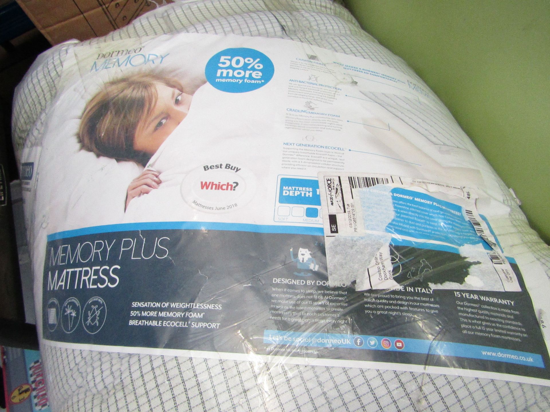 Dormeo Memory Foam Single Mattress. Still Rolled up in the Bag.