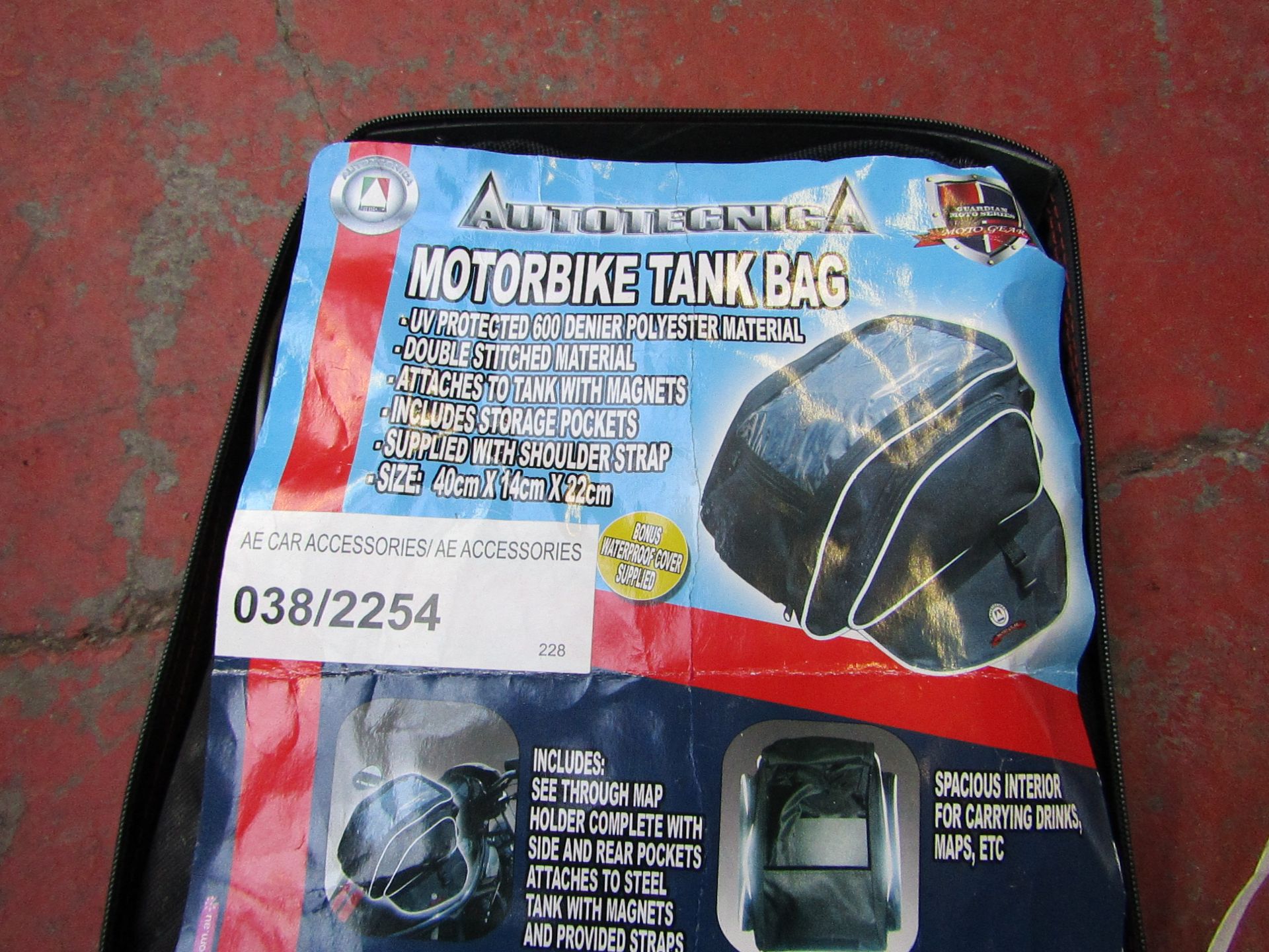 Motorbike tank bag, new and packaged.