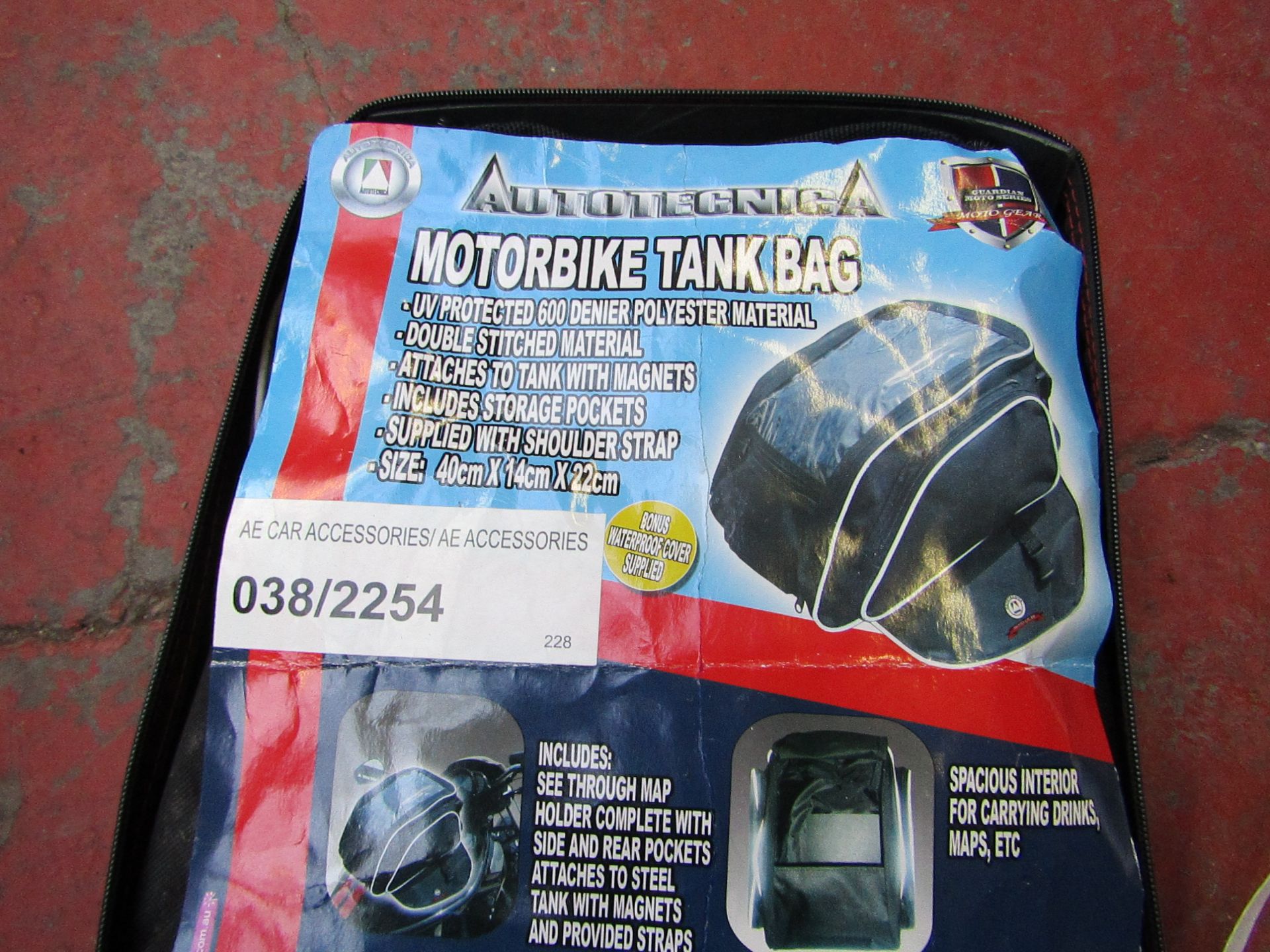 Motorbike tank bag, new and packaged.