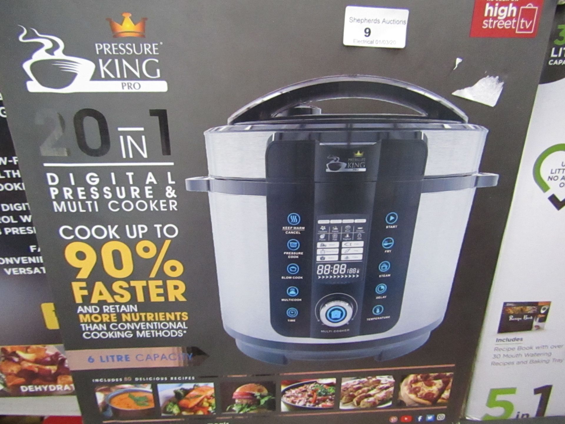 | 1X | PRESSURE KING PRO 20 IN 1 DIGITAL PRESSURE AND MULTI COOKER | REFURBISHED AND BOXED | NO