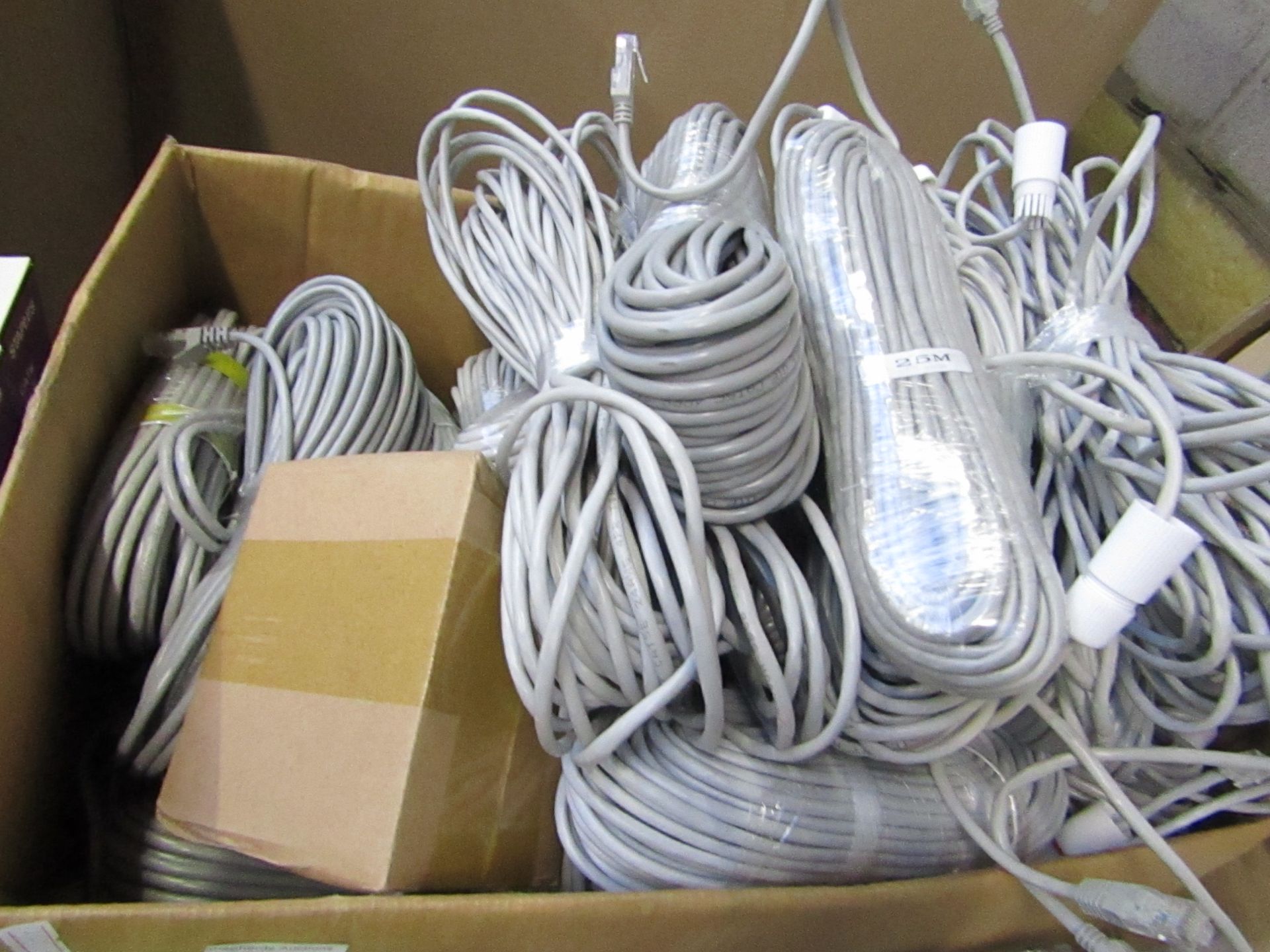 Over 15x rolls of ethernet cables, untested.