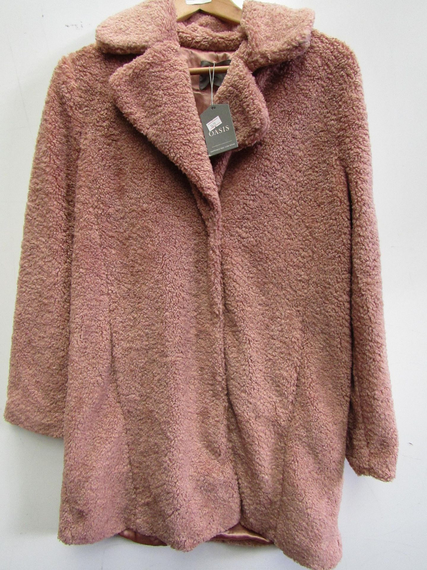 Oasis Pink Faux Fur Coat size M RRP £85 new with tag