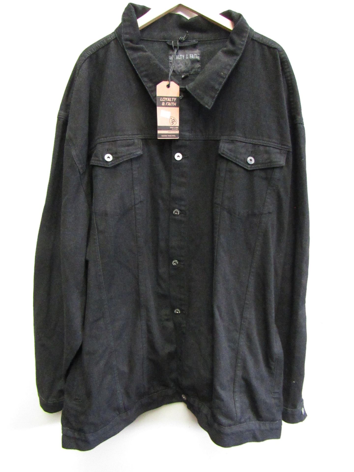 Loyalty & Faith Mens Black Denim Jacket size 5XL new with tag