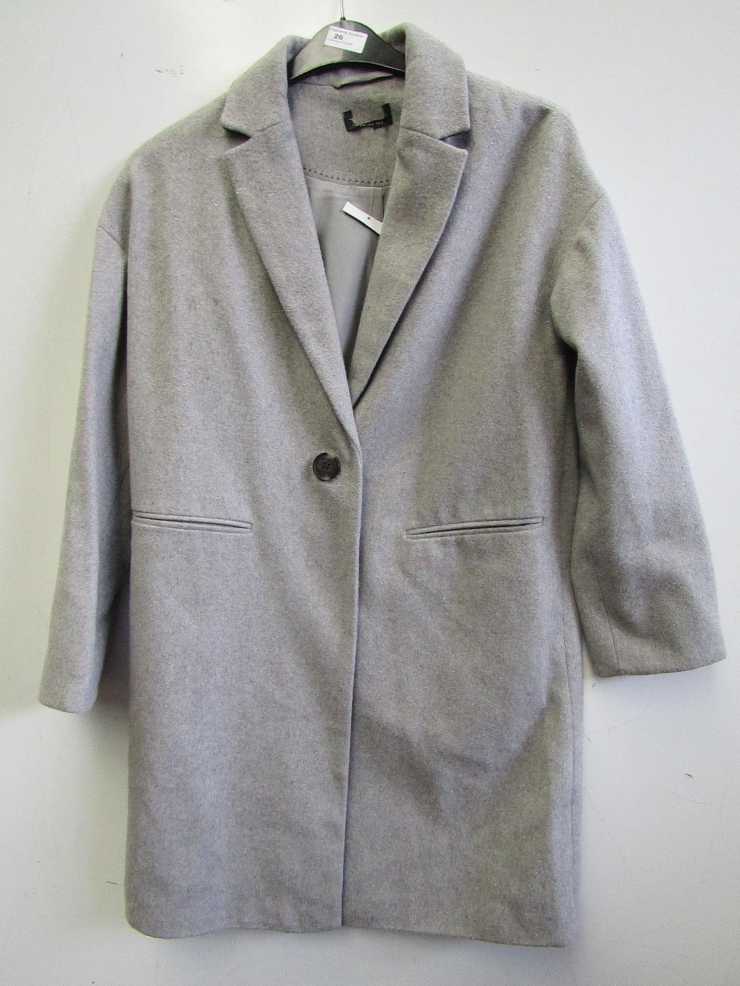 Top Shop Ladies Single Button Grey Felt Coat size 6 new