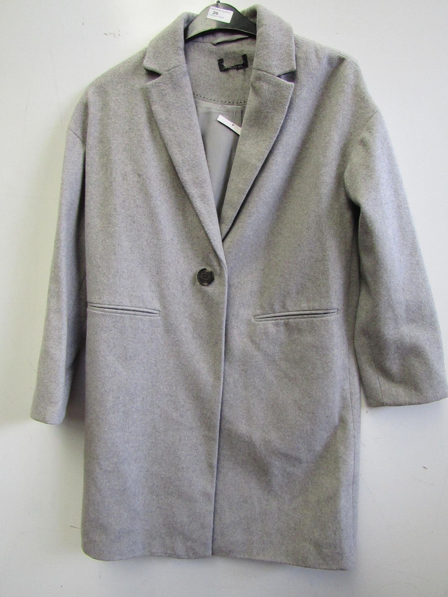 Top Shop Ladies Single Button Grey Felt Coat size 8 new