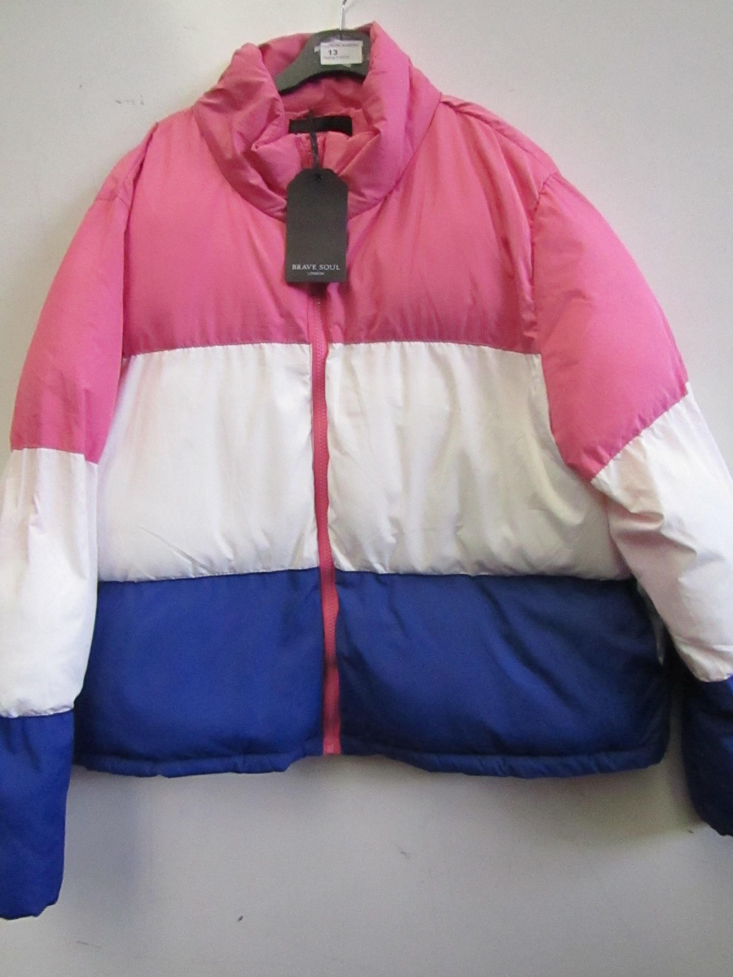 Brave Soul Ladies Remix Pink/White/Blue Padded Jacket size 18 new with tag