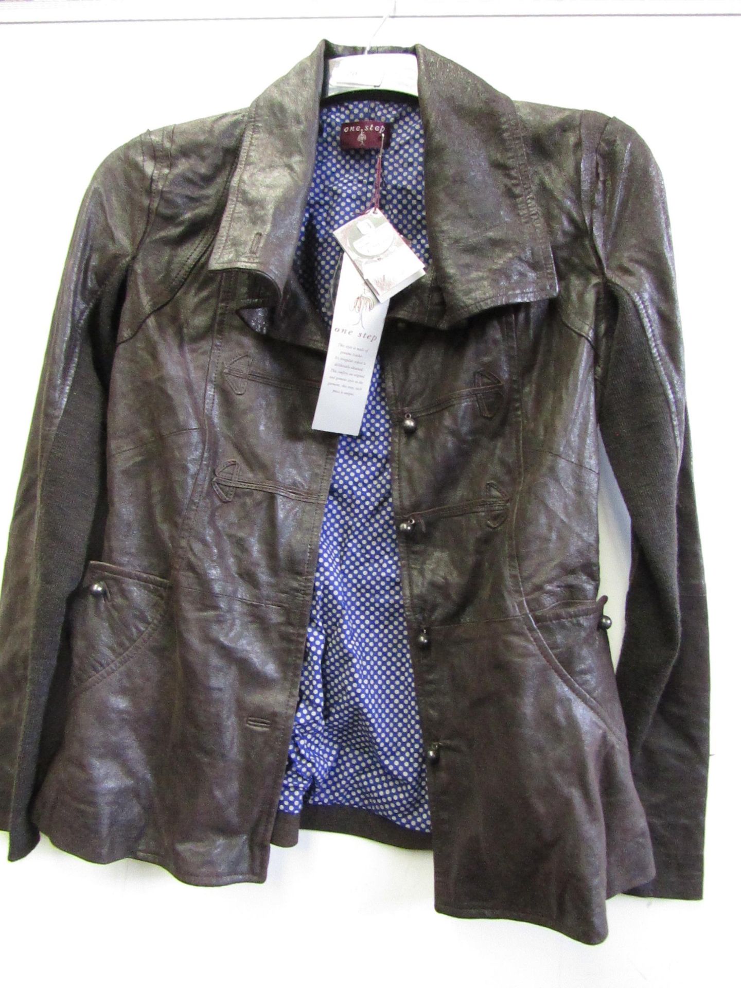 One Step Ladies Brown Leather Jacket size 34 RRP £120 new with tag