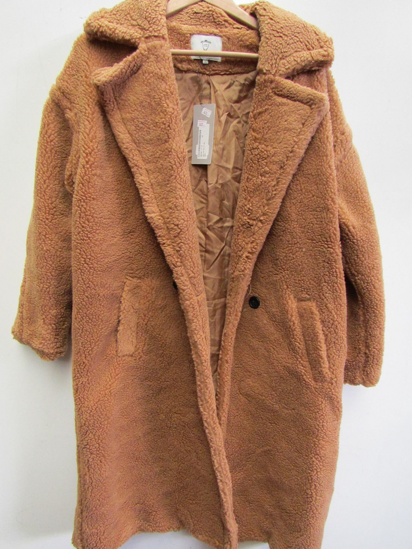 Lucy Wang Faux Fur Camel Coat size L new with tag