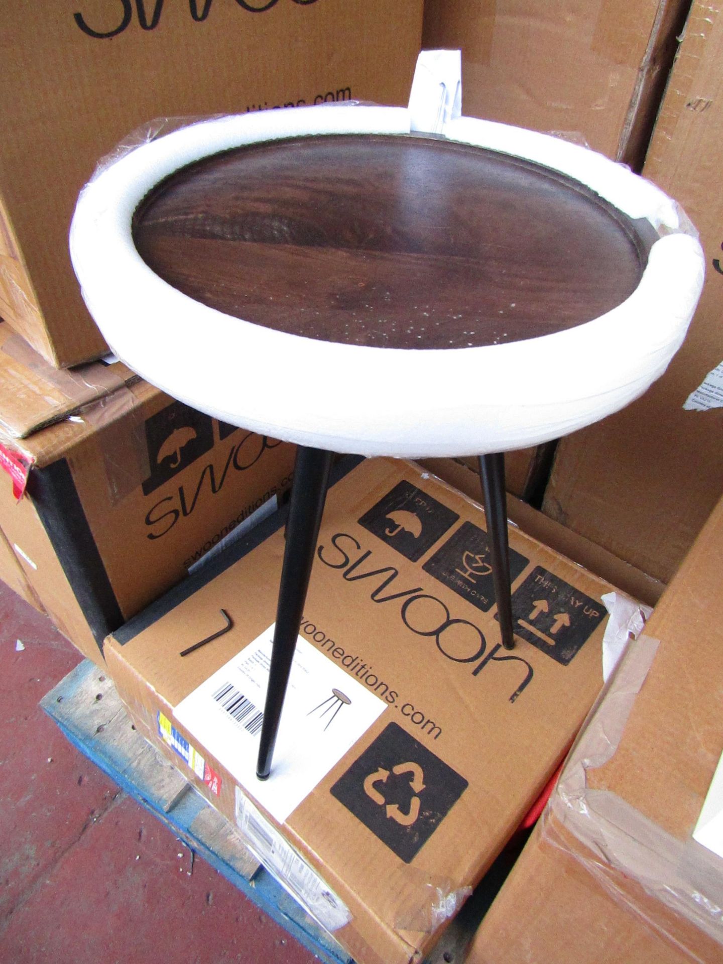 | 1x | SWOON TABAK SIDE TABLE IN MANGO WOOD & BLACK METAL | BOXED | SKU - | RRP £ 99 |