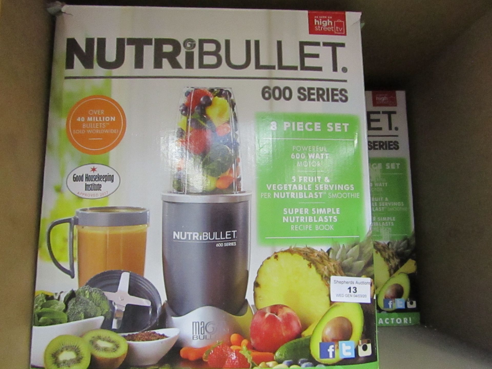 | 1X | NUTRIBULLET 600 SERIES | UNCHECKED AND BOXED | NO ONLINE RE-SALE | SKU C5060191467346 |