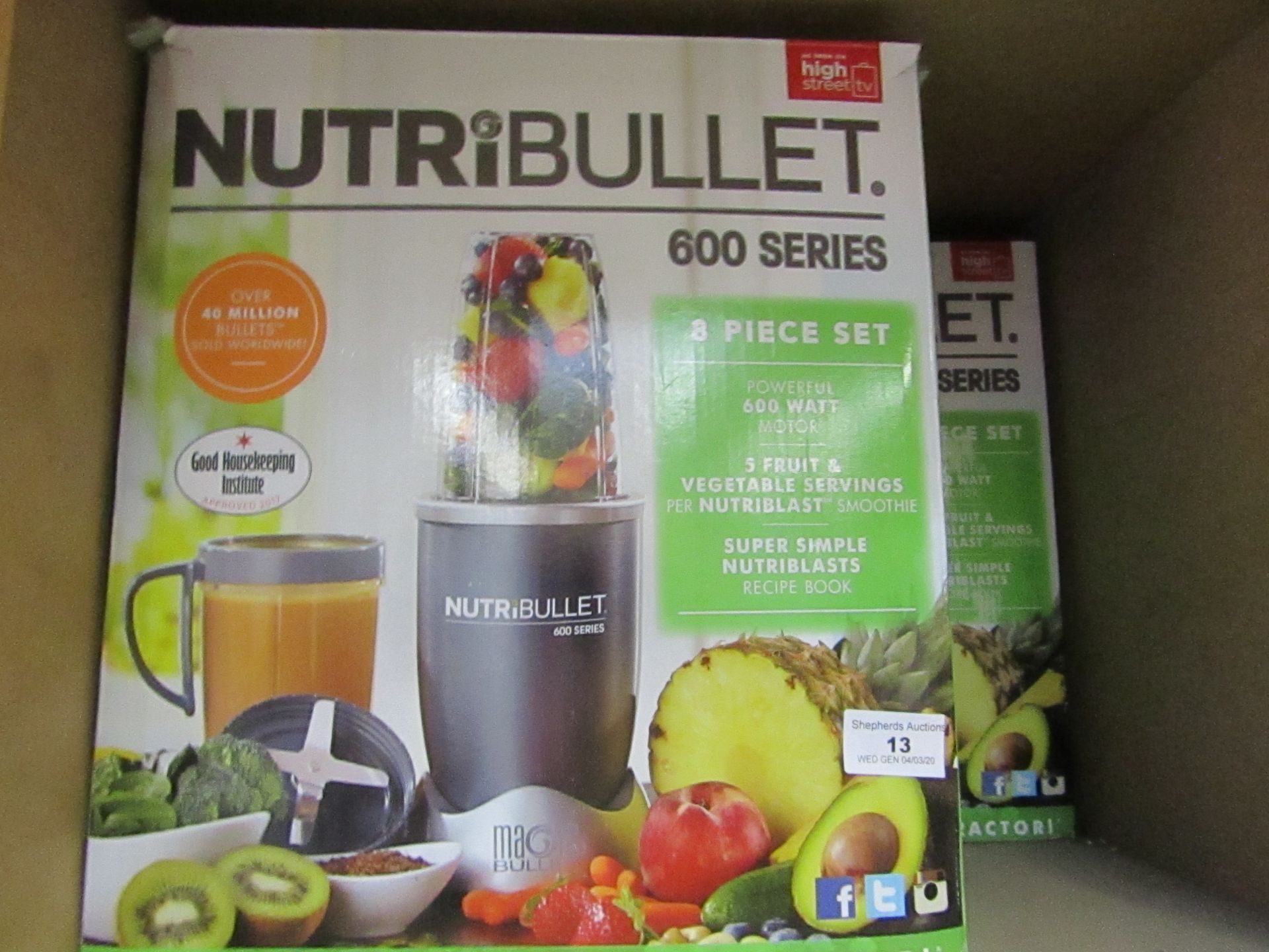 | 1X | NUTRIBULLET 600 SERIES | UNCHECKED AND BOXED | NO ONLINE RE-SALE | SKU C5060191467346 |