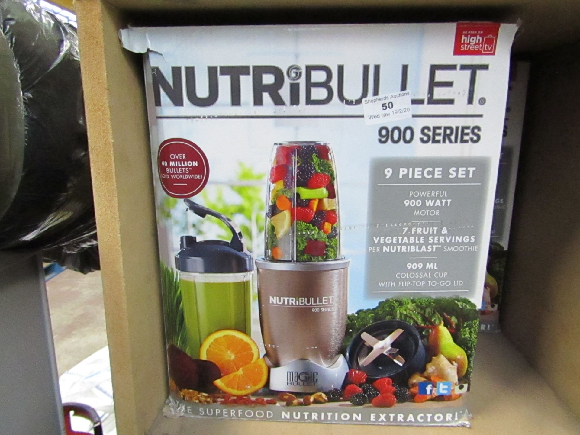 | 1x | NUTRIBULLET 900 SERIES | UNCHECKED AND BOXED | NO ONLINE RE-SALE | SKU C5060191467353 |