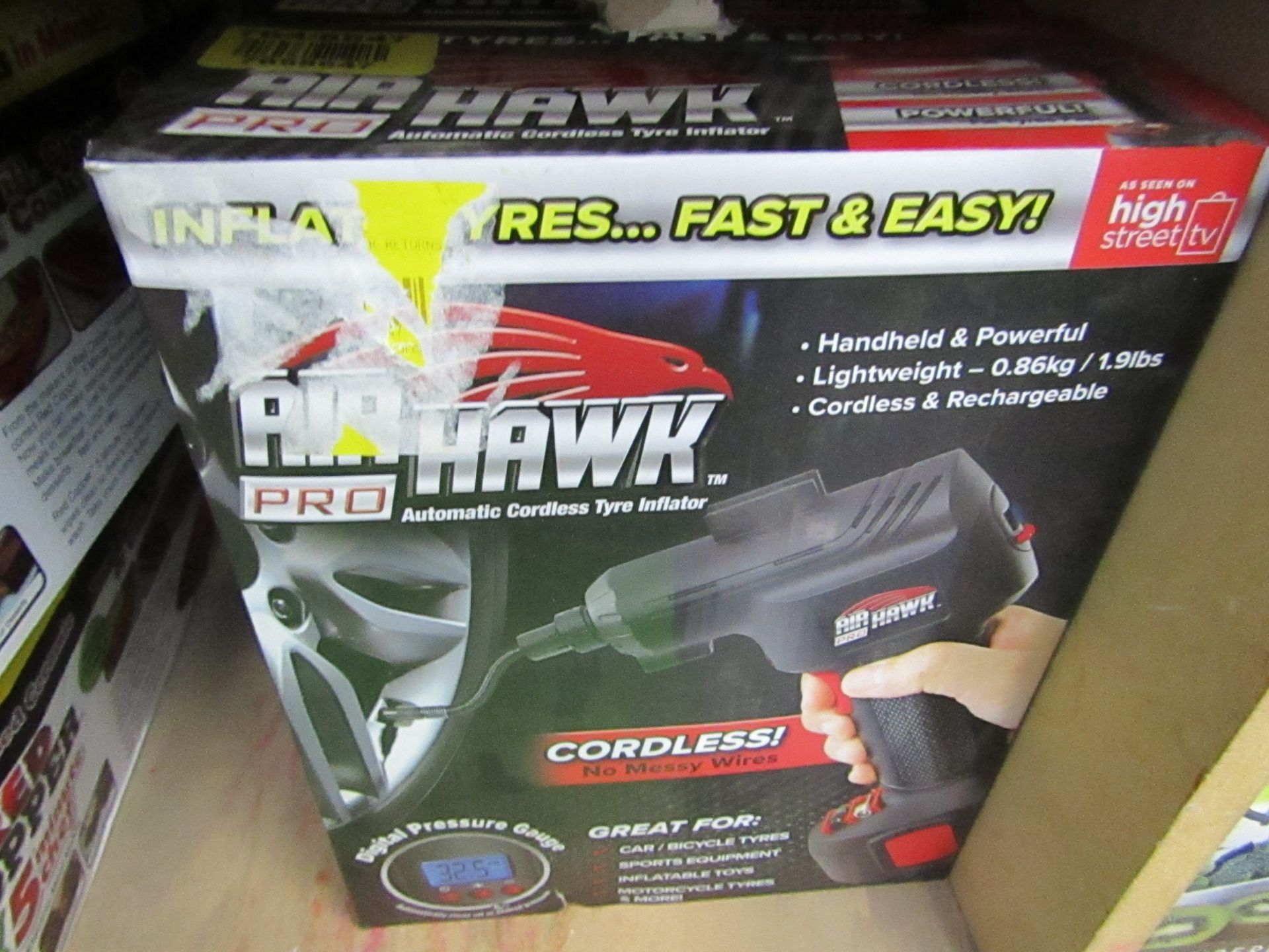 | 1x | AIR HAWK PRO CORDLESS COMPRESSOR | UNCHECKED AND BOXED | NO ONLINE RE-SALE | SKU