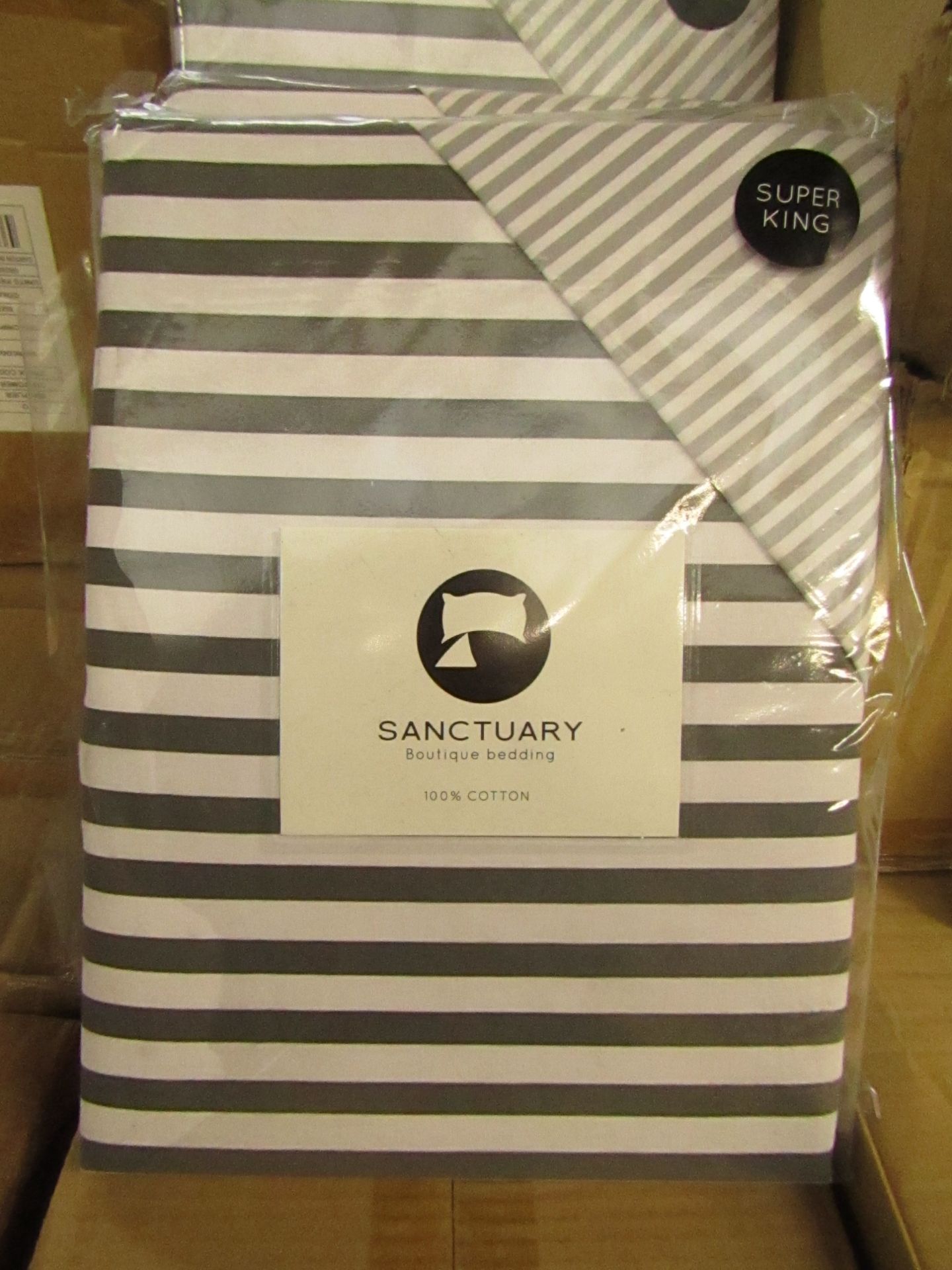 Sanctuary Harper Mono Superking Reversible Duvet Set,100 % Cotton RRP £79.99 New & Packaged