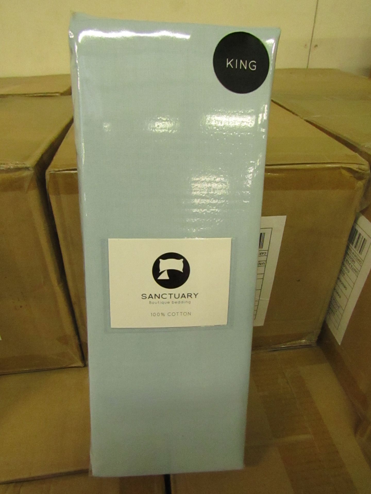 Sanctuary Fitted Sheet With Deep Box Duck Egg Kingsize 100 % Cotton New & Packaged