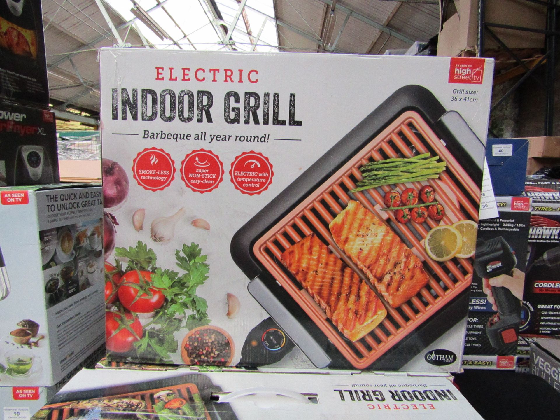 | 1x | ELECTRIC INDOOR GRILL | REFURBISHED AND BOXED | NO ONLINE RE-SALE | SKU C5060541512825 |
