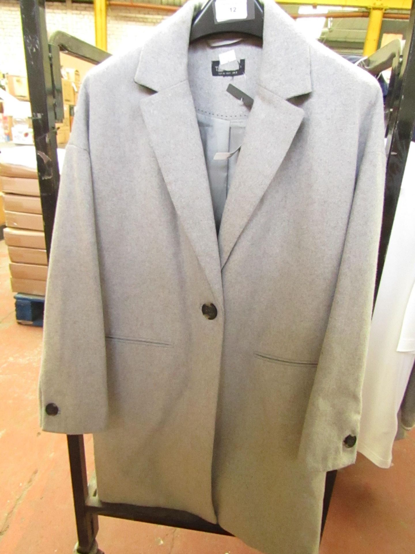 Top Shop Ladies Single Button Grey Felt Coat size 8 new