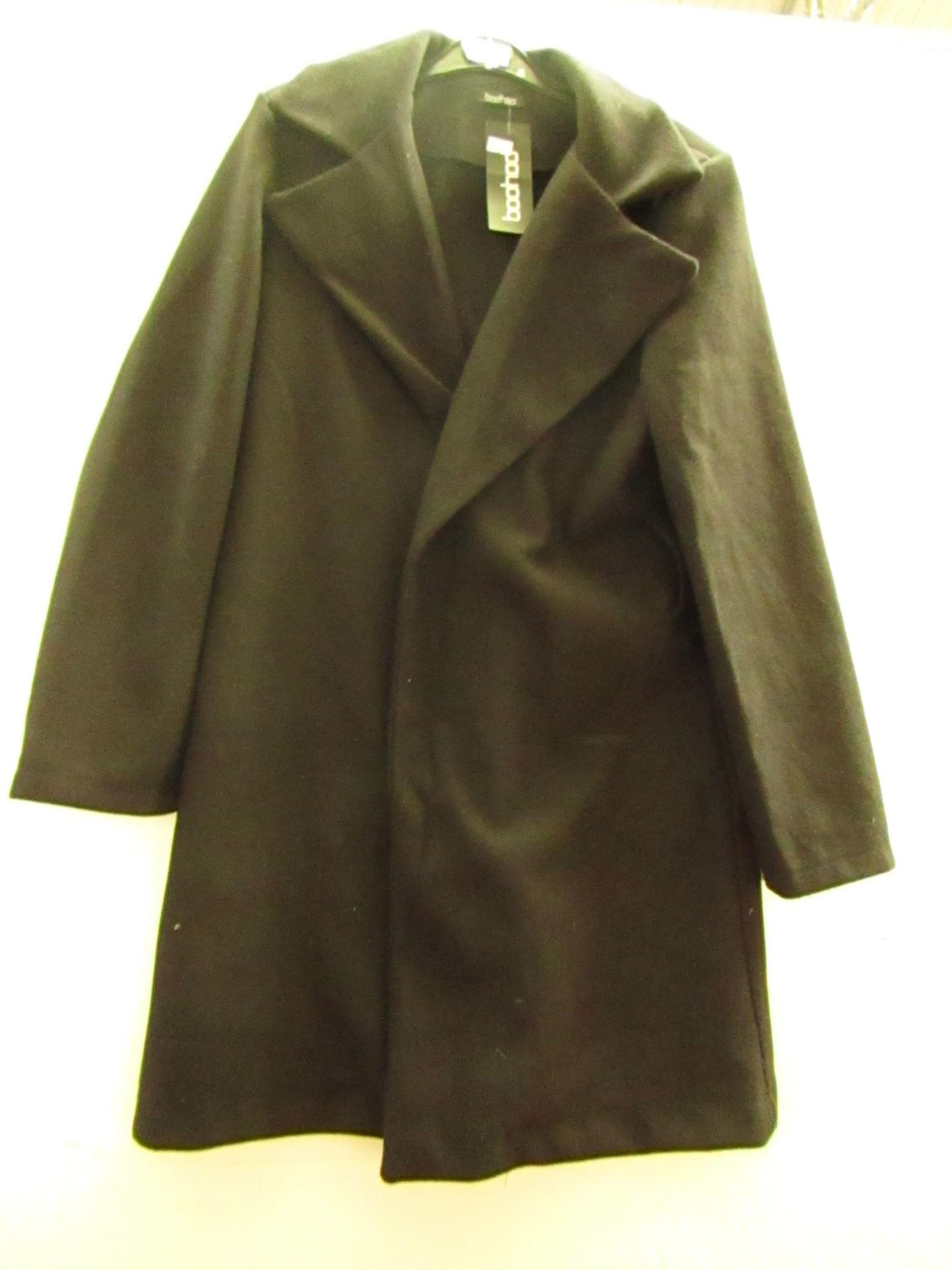 Boo Hoo Black Wool Look Coat size 12 new with tag