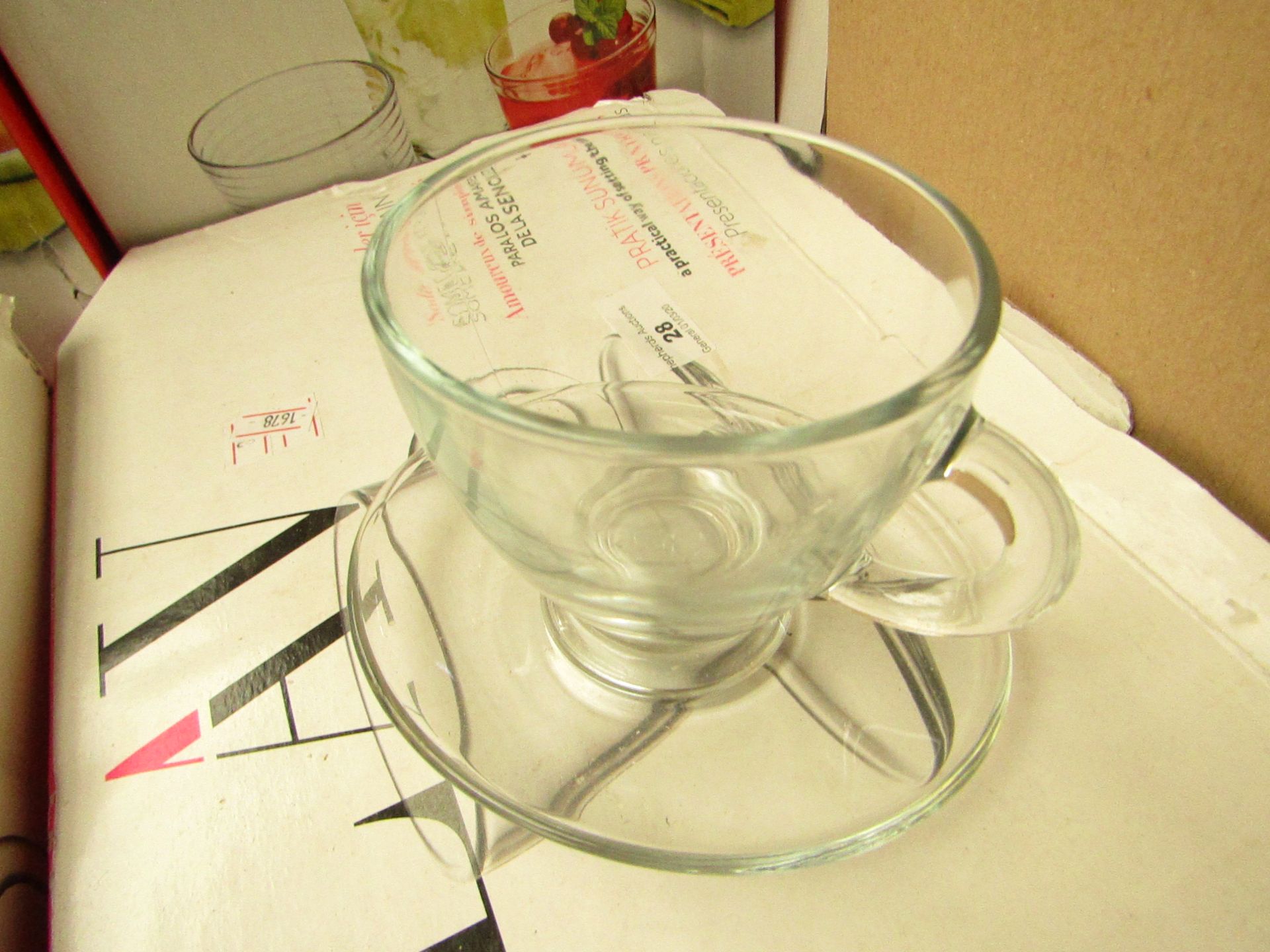 LAV - 12 PCS Roma Glass Cup Set - Unchecked and Boxed.