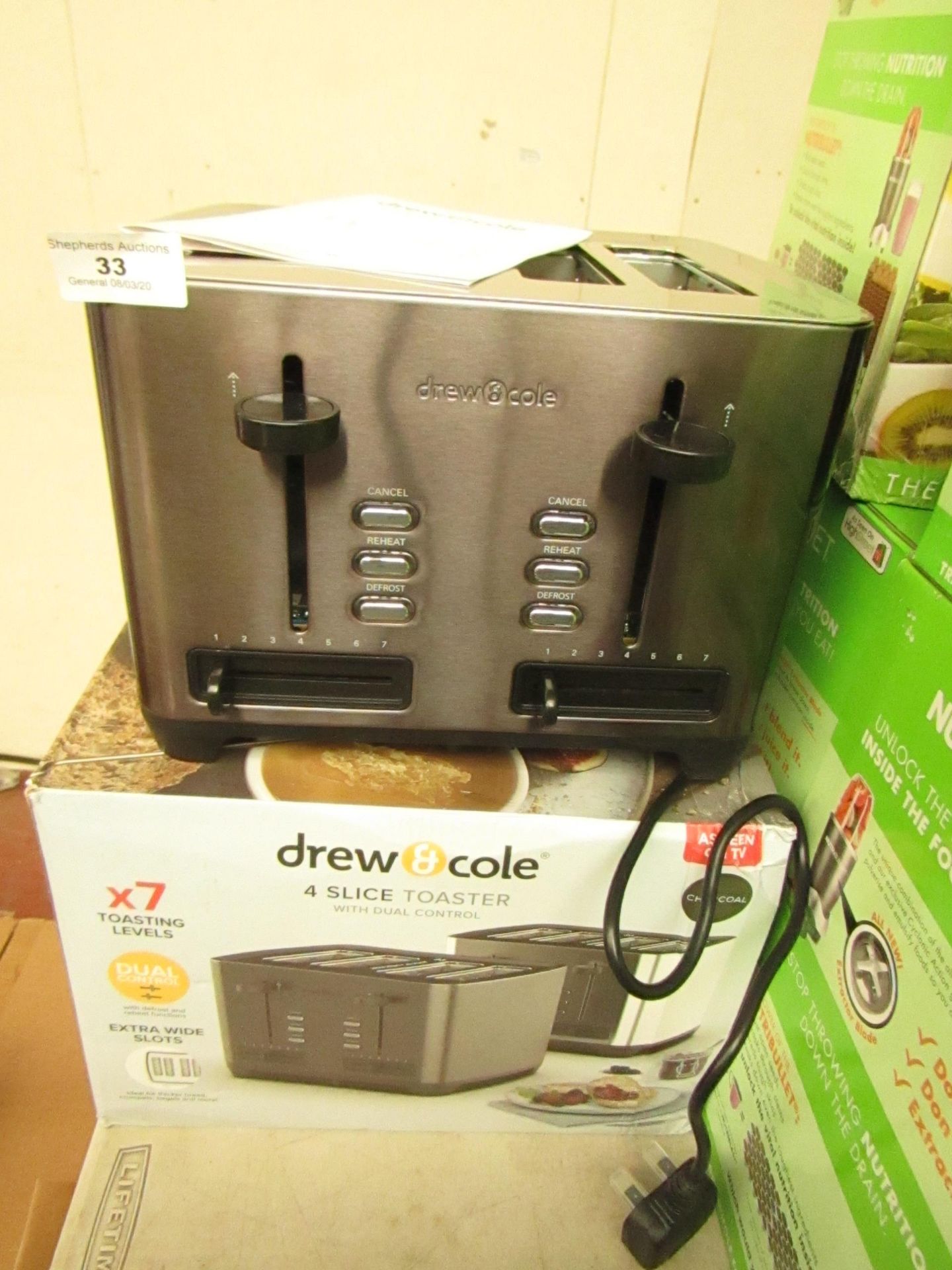 | 1x | DREW&COLE 4 SLICE TOASTER | TESTED WORKING AND BOXED | NO ONLINE RE-SALE | SKU C5060541513822