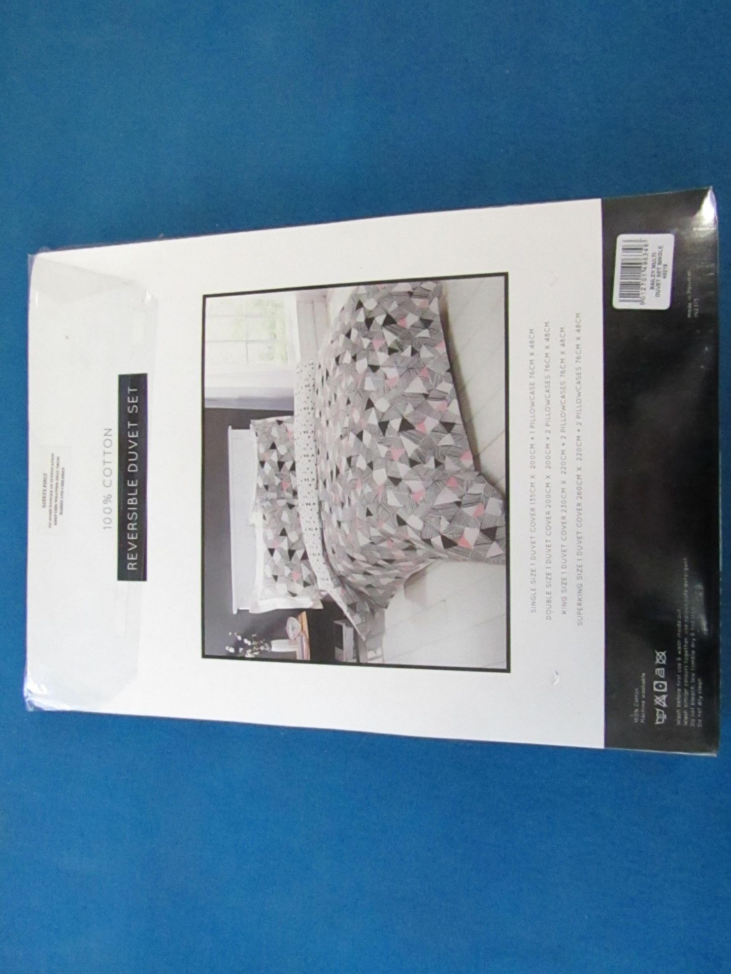 Box of 11x Sanctuary Bailey Multi Coloured Reversible Duvet Set Single, includes duvet cover and