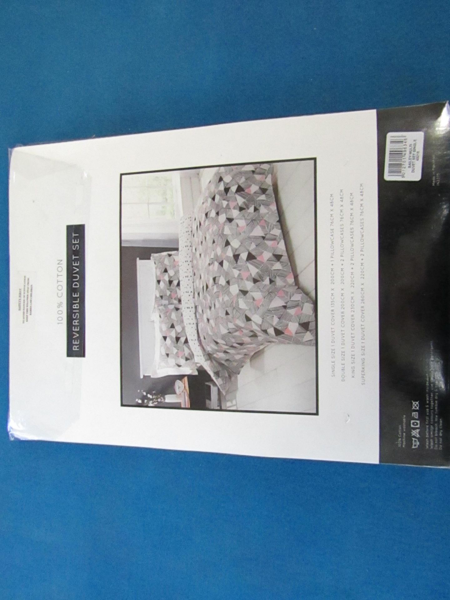 Sanctuary Bailey Multi Coloured Reversible Duvet Set Single, includes duvet cover and pillow case,