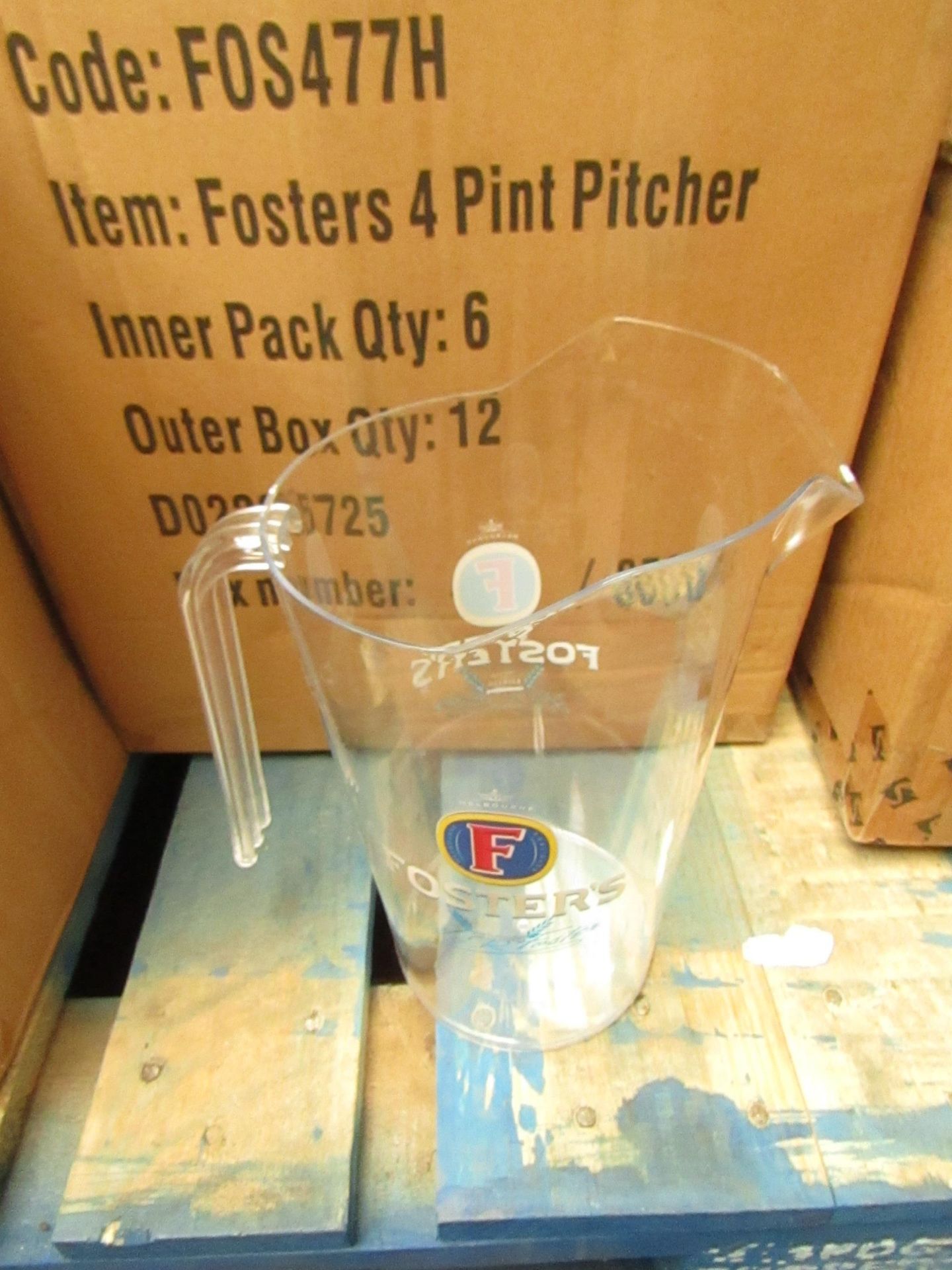 Box of 12x Foster's - 4 Pint Pitcher Jug - All Packaged and Boxed.