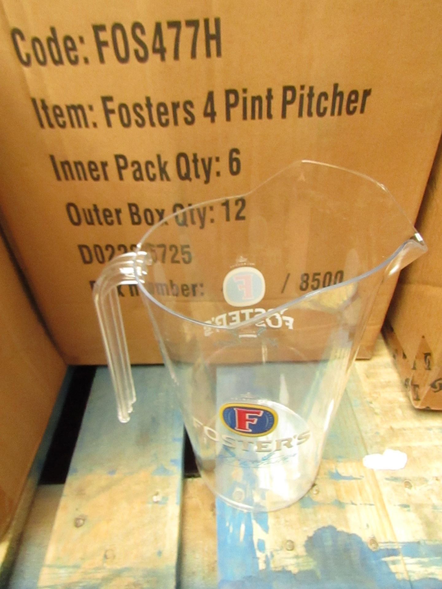 Box of 12x Foster's - 4 Pint Pitcher Jug - All Packaged and Boxed.