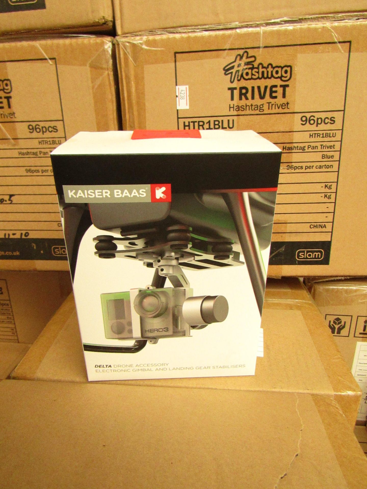 Kaiser Baas Delta drone accessory electronic gimbal and landing gear stabilisers, new and boxed.