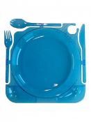 100pcs Bulk Pack Caterplate -BLUE COLOUR Contains all in one plate knife fork spoon -