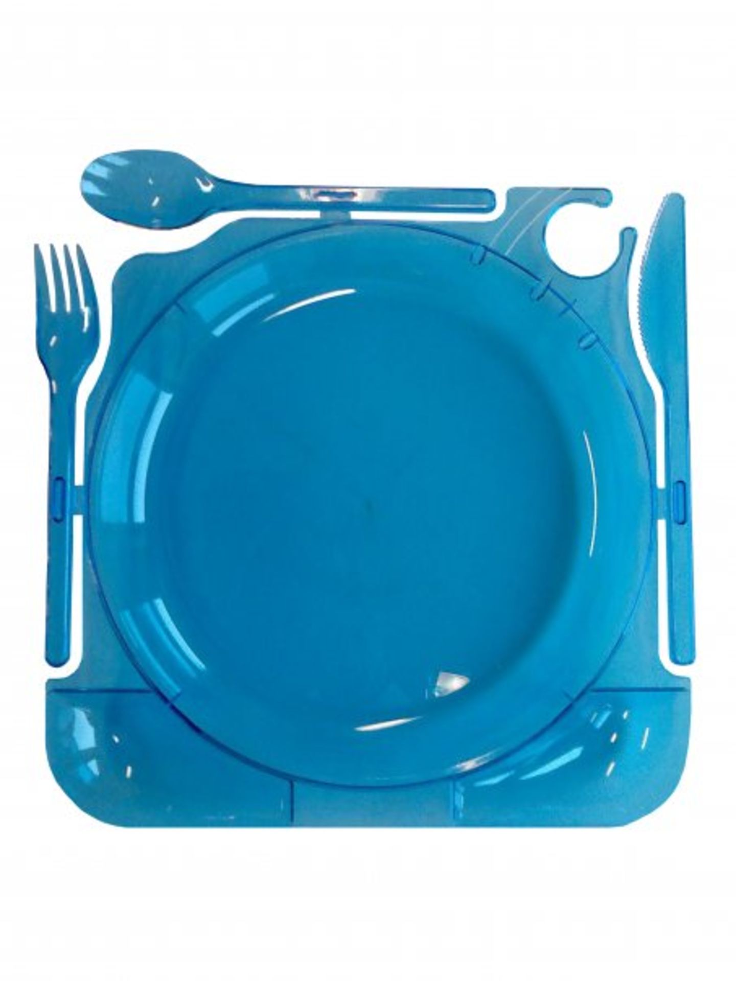 100pcs Bulk Pack Caterplate -BLUE COLOUR Contains all in one plate knife fork spoon -
