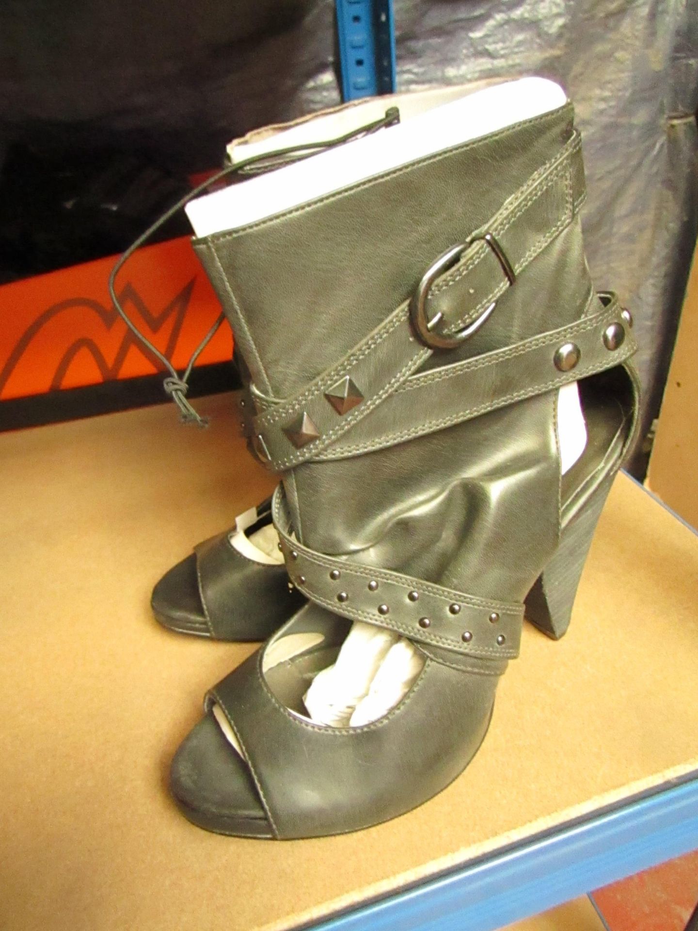 F & F Grey Ladies Open Toe Boots size 5 RRP £25 new with tag