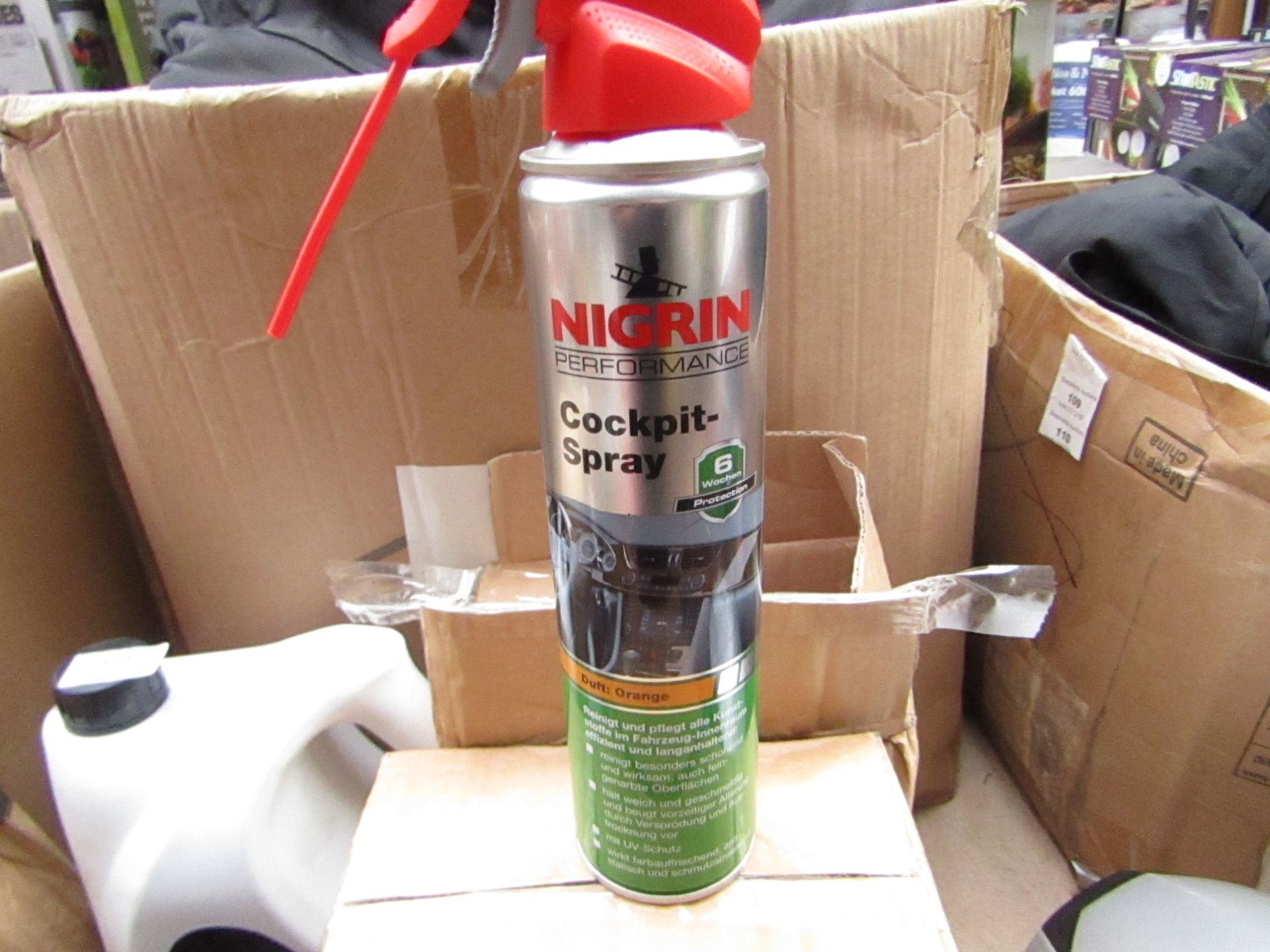 Box of 6x Nigrin - Cockpitsprays, - Orange Scented - Boxed.