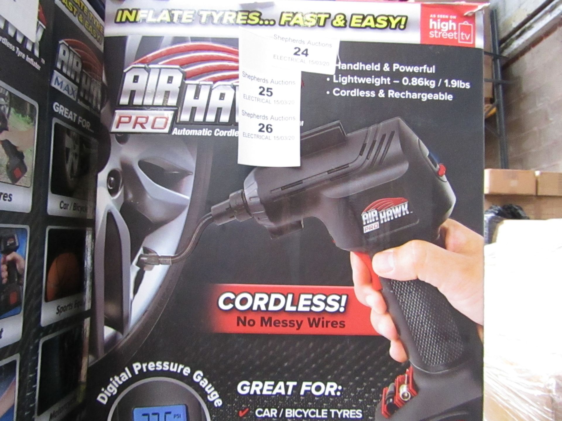 | 1x | AIR HAWK PRO CORDLESS COMPRESSOR | REFURBISHED AND BOXED | NO ONLINE RE-SALE | SKU