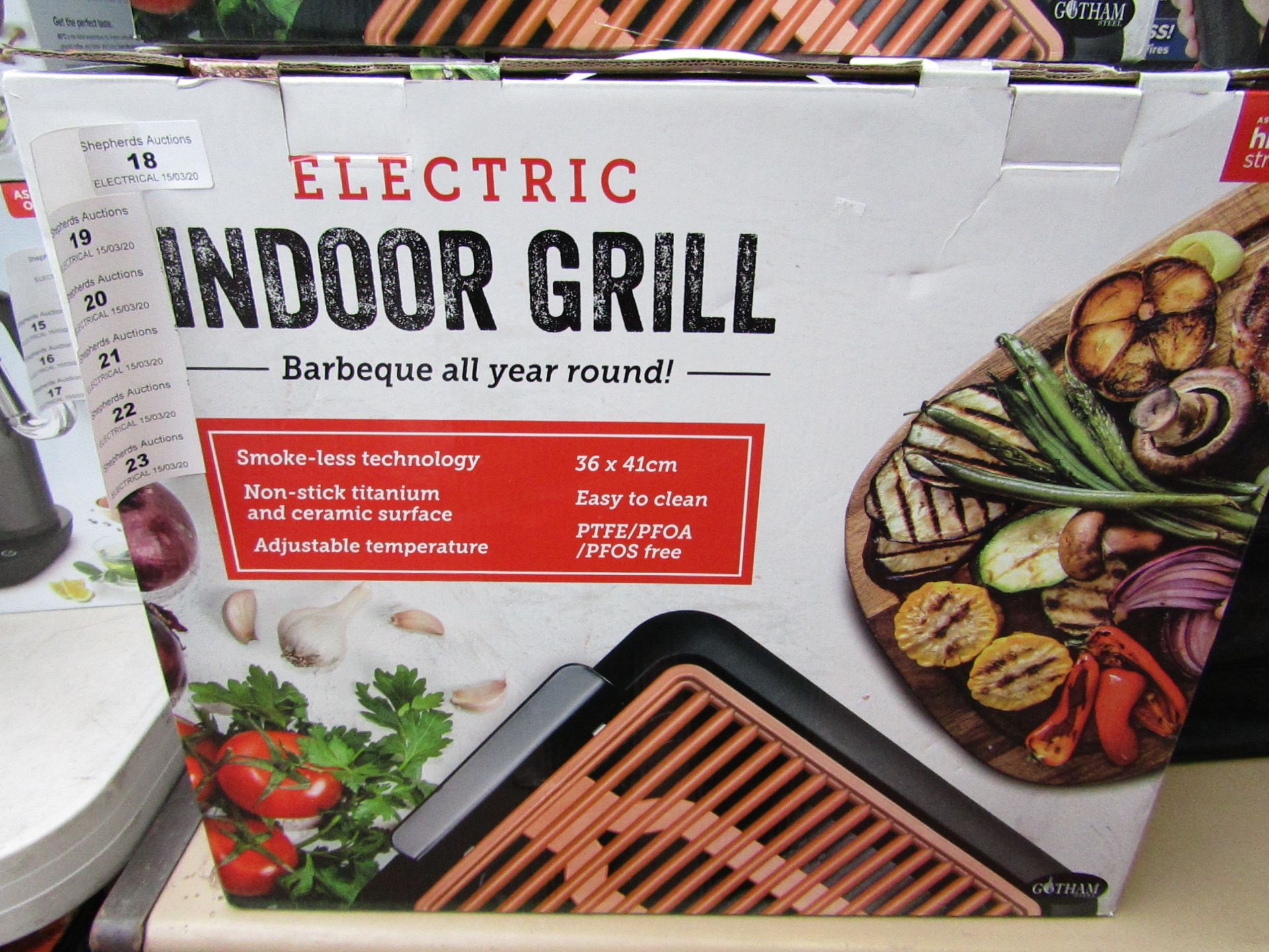 | 1x | ELECTRIC INDOOR GRILL | REFURBISHED AND BOXED | NO ONLINE RE-SALE | SKU C5060541512825 |