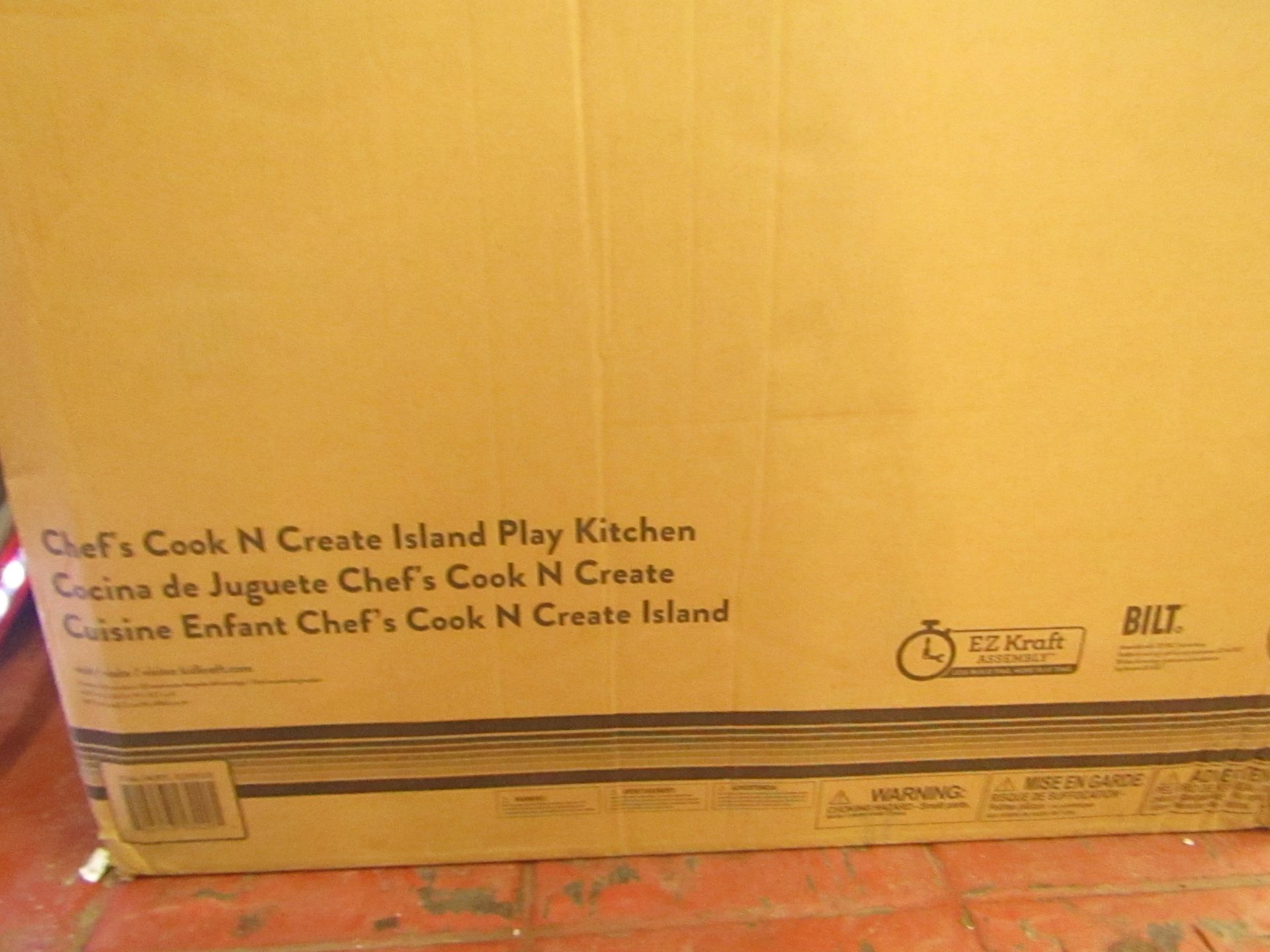 Kid Kraft chefs cook and create island play kitchen, unchecked and boxed.