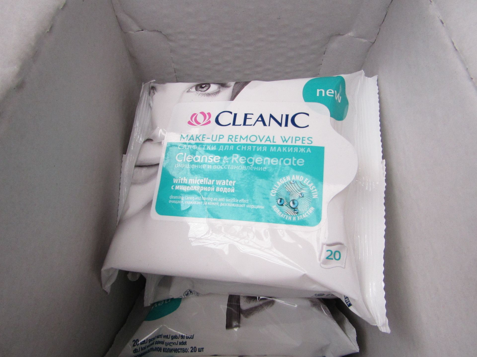 6x Cleanic - Wipes Cleanse & Regenerate - Packaged and Boxed.
