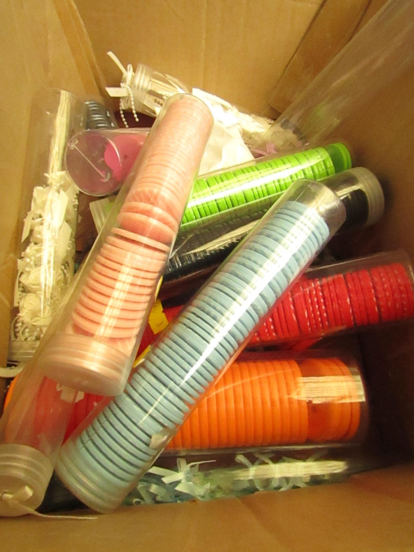 24 x  various Tubes of Buttons, Craft Decorations etc see image