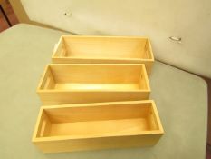 2 x Sets of 3 Small Wooden Storage boxes largest being 25cm x10xcm x 8cm, new & boxed