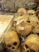 7x Paper Mache skull heads, new and packaged.