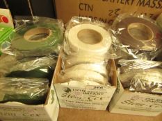 30 x various Lion Ribbon Company Stem Tapes 90 ft per roll, being White Green & Brown new