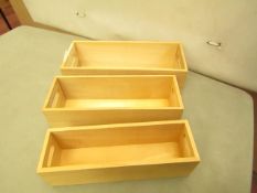 2 x Sets of 3 Small Wooden Storage boxes largest being 25cm x10xcm x 8cm, new & boxed