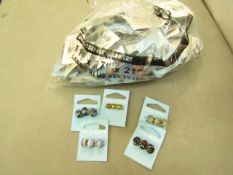 90 x Sets of Style Beads Glass & Metal Beads Sets 7 Gold Coloured 18cm Bracelets etc new. see