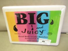 1 x Big & Juicy Hand Made 5 Colour Rainbow Raised Felt Pad Happy Birthday RRP £12.99 new & sealed