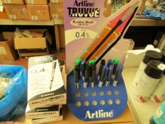 1 x set of 36 Artine Truvue Roller Ball 0.4mm Pens being Black, Red, Green & Blue colours inc